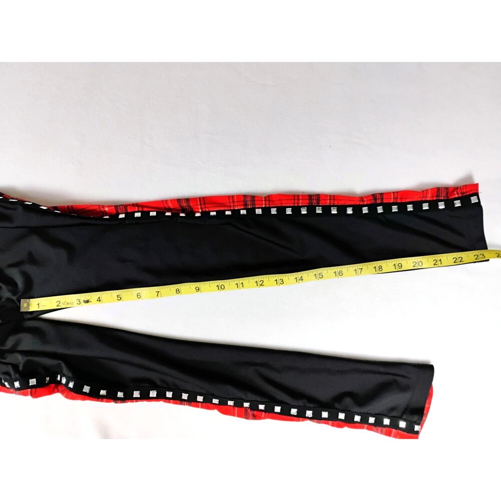 Revolution Girls Dance Costume Plaid Metal Studs Jumpsuit Size MC Emo - Picture 5 of 10